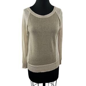 Christopher Fischer Beige Long Sleeve Wide Neck Pullover Casual Sweater Size XS
